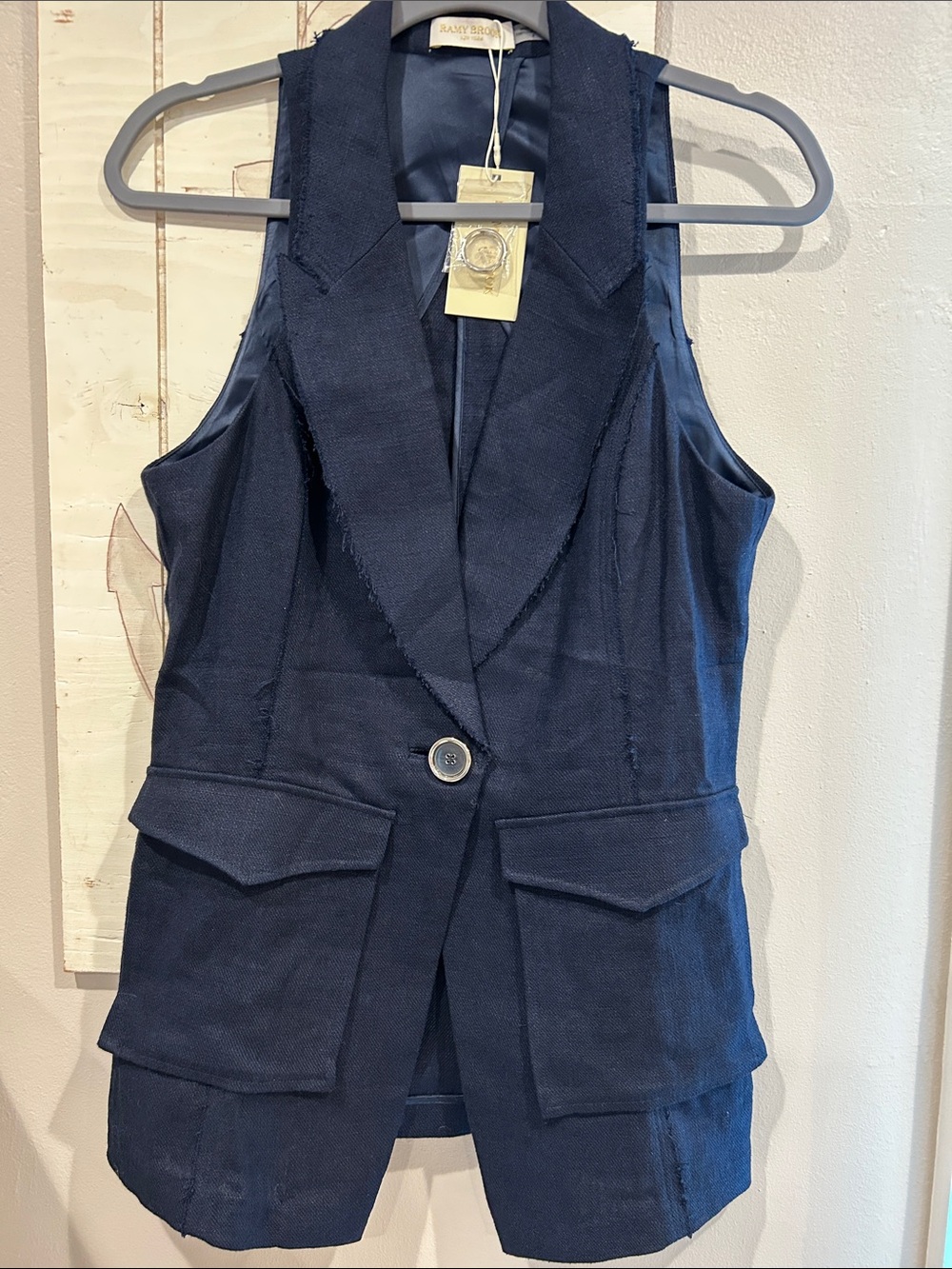 Ramy Brook Navy Sleeveless Blazer Vest